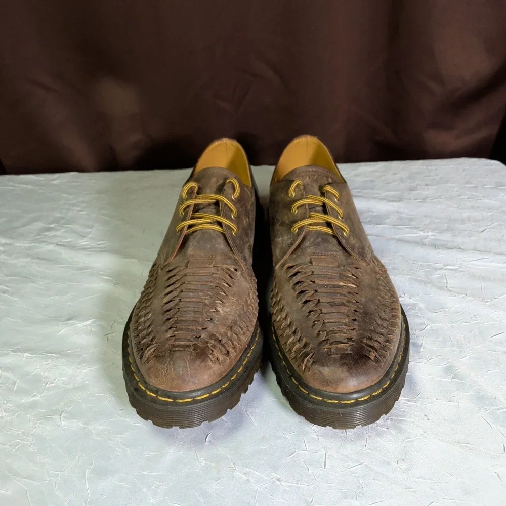 Dr. Martens Ezra Shoes Mens Size 14 Woven Oxford Brown Leather Preppy AW004
